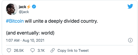 Twitter CEO’su Jack Dorsey, ''Bitcoin dünyayı birleştirecek'' dedi. 1 Jack Dorsey - Bitcoin Tweet