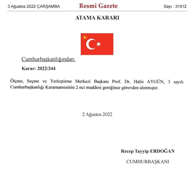 Resmi Gazete'de yayımlandı! ÖSYM Başkanı Halis Aygün görevden alındı 1 ÖSYM Başkanı görevden alındı