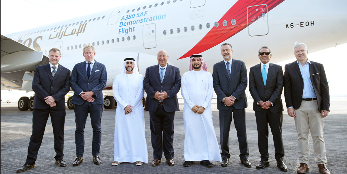 Emirates, Dünyanın İlk %100 Sürdürülebilir Havacılık Yakıtı ile A380 Gösteri Uçuşunu Gerçekleştirdi 2 Emirates, Sürdürülebilir yakıt ile uçuş.