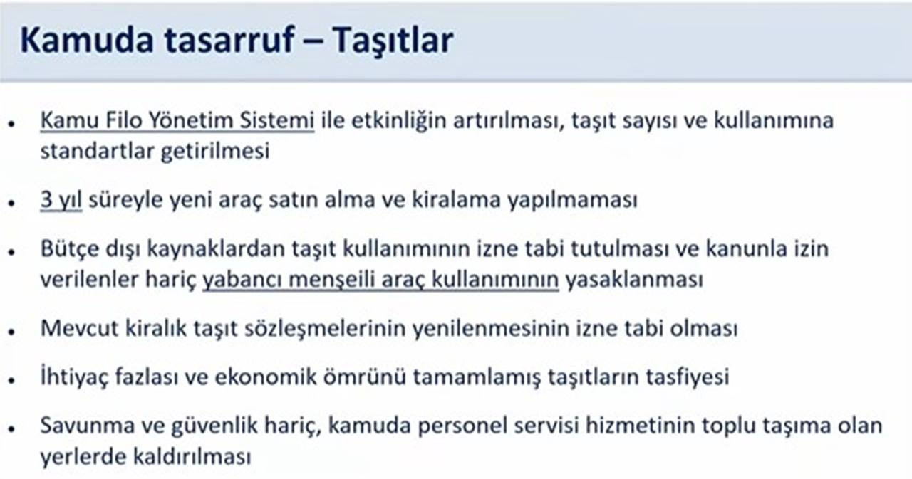Cumhurbaşkanlığı Külliyesi'nde Kamuda Tasarruf ve Verimlilik Paketi Açıklandı 2 Tasarruf Tedbirleri ve Önlemler