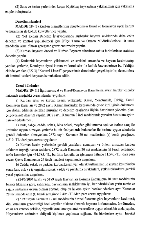 Diyanet İşleri Başkanlığı'nın Kurban Hizmetlerine Yönelik Tebliği 1 Kurban Satış ve Kesim Yerleri
