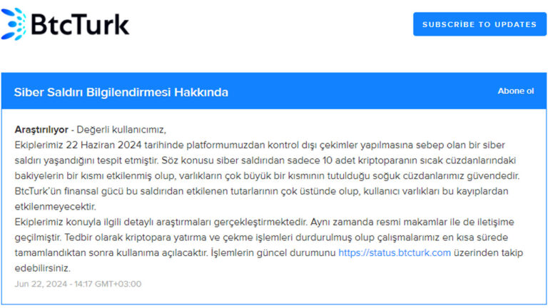 BtcTurk Siber Saldırı Olayı ve Alınan Önlemler 1 Alınan Önlemler ve İlerleyen Süreç