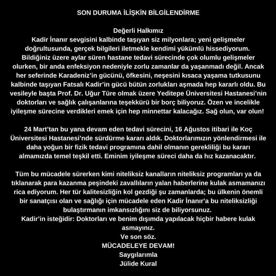 Kadir İnanır'ın Sağlık Durumu İyiye Gidiyor 1 Kadir İnanır'ın Sağlık Durumu İyiye Gidiyor