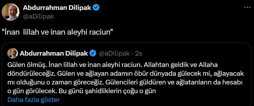 Dilipak'ın Fetullah Gülen Üzerine Yorumlarıyla Gündem Sarsıldı 1 FETÖ'cü Hesaplardan Ölüm Haberi