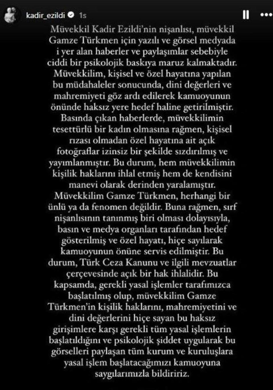 Kadir Ezildi'nin Nişanlısı Gamze Türkmen, İzinsiz Paylaşılan Fotoğrafları İçin Dava Açmaya Hazırlanıyor! 2 Kadir Ezildi'nin Nişanlısı Gamze Türkmen, İzinsiz Paylaşılan Fotoğrafları İçin Dava Açmaya Hazırlanıyor!
