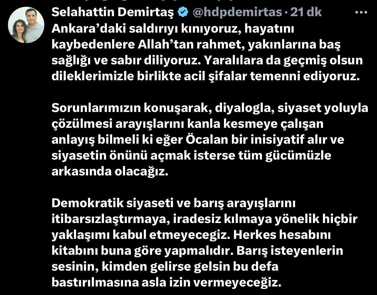 TUSAŞ'a Yönelik Terör Saldırısı: DEM Parti ve Demirtaş'tan Önemli Açıklama 1 DEM Parti'den Saldırıya Kınama