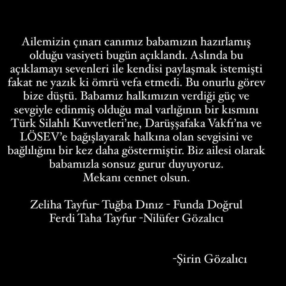 Ferdi Tayfur'un Kızı Tuğçe Tayfur'dan Şok Açıklama: 'Ağabeyim Böbreğini Geri İstemedi!' 1 Ferdi Tayfur'un Vefatı ve Vasiyeti