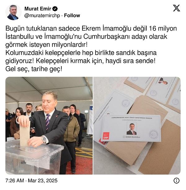 Ekrem İmamoğlu’nun Tutuklanmasına Siyasilerden Tepki Yağdı 5 Murat Emir'in paylaşımı