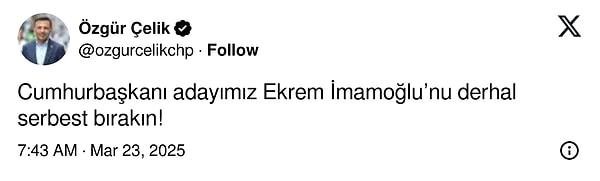 Ekrem İmamoğlu’nun Tutuklanmasına Siyasilerden Tepki Yağdı 6 Özgür Çelik açıklama