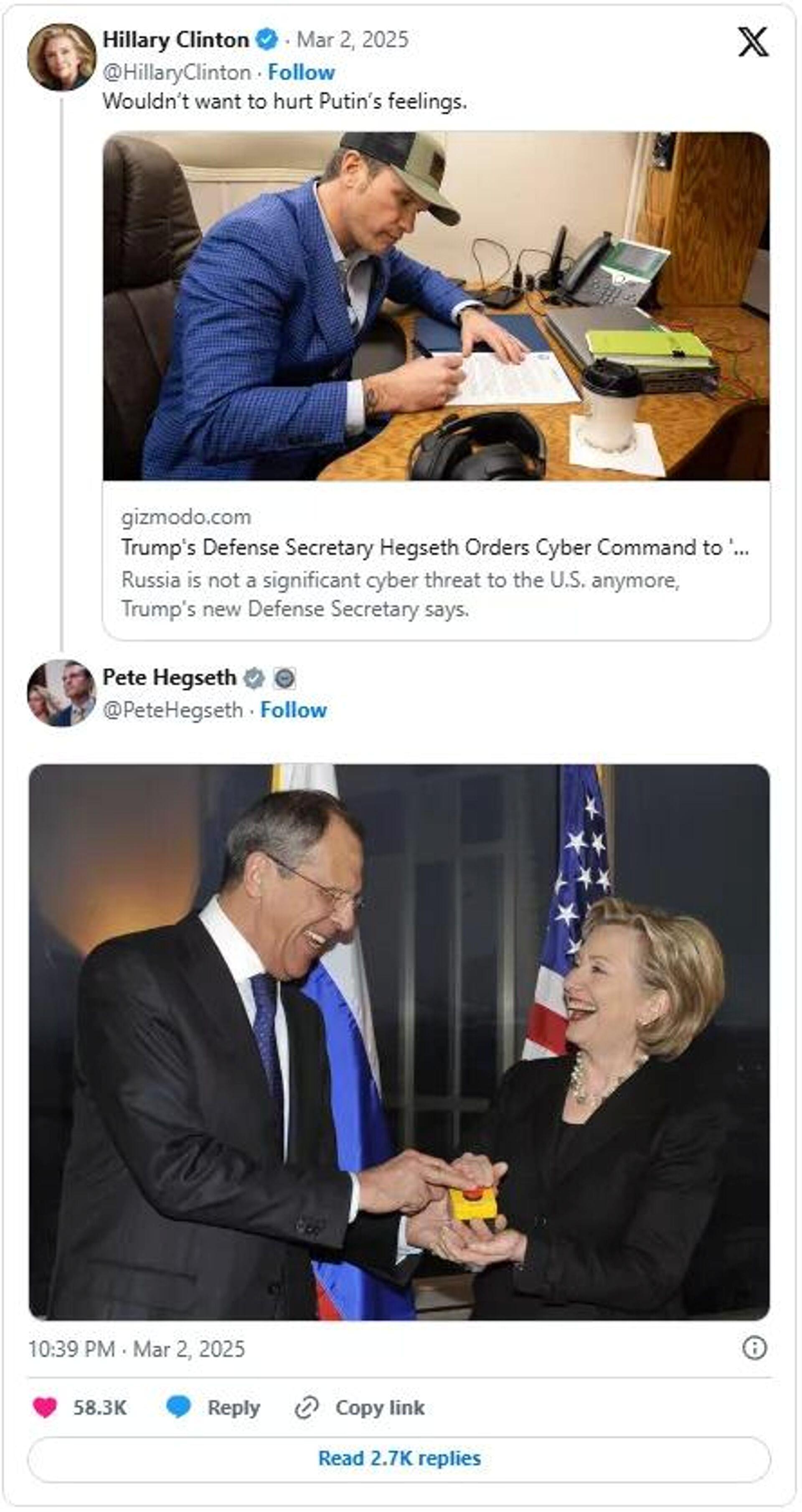 Hillary'nin 'Moskova'nın Adamı' Dediği Pentagon Şefi Hegseth'ten Şaşırtıcı Fotoğraflı Yanıt! 1 Hillary Clinton ve Pete Hegseth'in İlişkileri Üzerine Bir Değerlendirme