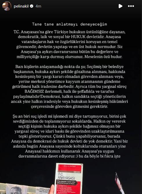 İmamoğlu’nun Tutuklanmasına Ünlü İsimlerden Tepki 14 Pelin Akil paylaşımı