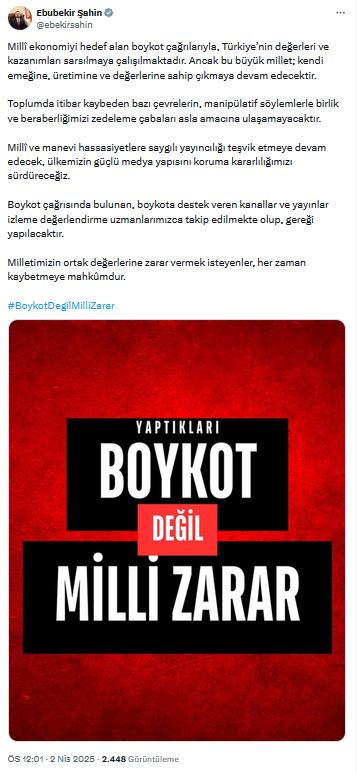 RTÜK Başkanı Şahin’den Boykot Çağrılarına Sert Tepki: “Gereği Yapılacaktır” 1 RTÜK Başkanı Şahin’den Boykot Çağrılarına Sert Tepki: “Gereği Yapılacaktır”