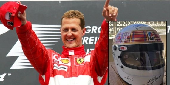 Schumacher yıllar sonra ilk kez ortaya çıktı yardım müzayedesi için kaska imza attı
