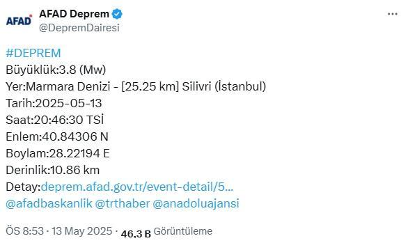 İstanbul Bir Kez Daha Sallandı: Silivri Açıklarında 3.8 Büyüklüğünde Deprem 1 İstanbul Bir Kez Daha Sallandı: Silivri Açıklarında 3.8 Büyüklüğünde Deprem