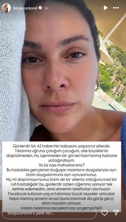 Bergüzar Korel’den Yapay Zekâya Sert Tepki! “Delirttiniz Bizi, Yeter Artık!” 1 Bergüzar Korel’den Yapay Zekâya Sert Tepki! “Delirttiniz Bizi, Yeter Artık!”