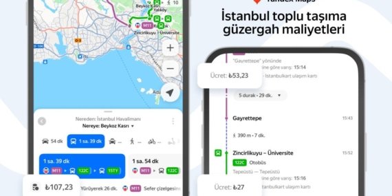 Yandex Türkiye’den İstanbul’da Toplu Taşıma Ücretlerini Gösteren Yeni Özellik 100 TL Hediye Fırsatı