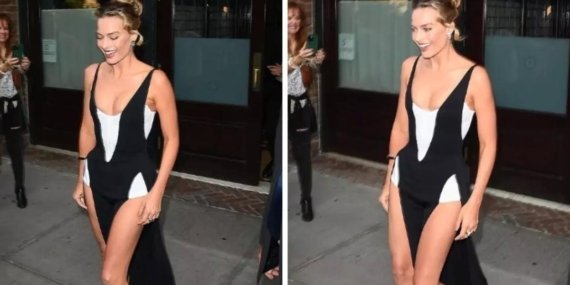 Margot Robbie derin dekolteli ve yırtmaçlı elbisesiyle kırmızı halıyı salladı